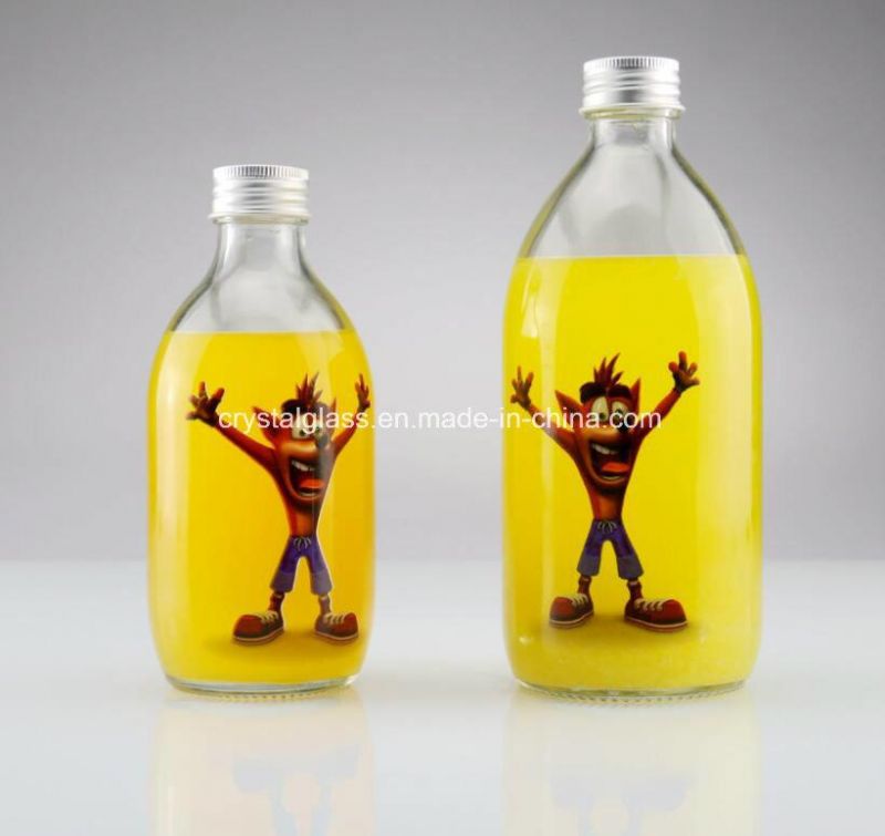 10oz 16oz Frosted or Clear Glass Cold Drink Sodas Water Juice Bottle with Cap