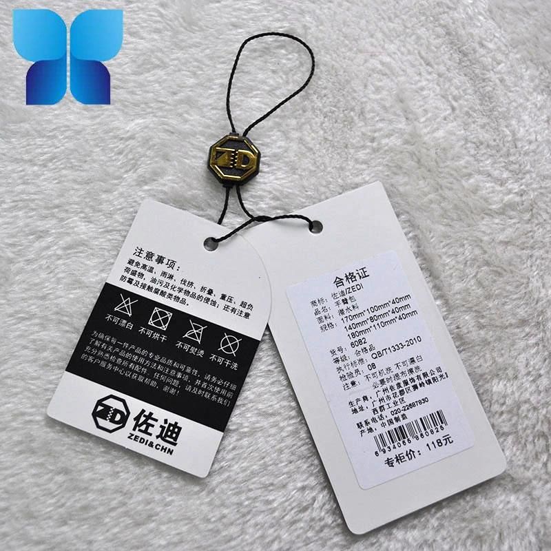 1000g Thichness Cardboard Clear Hangtag with Cotton Wax String Label