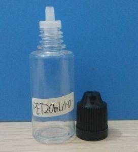 Transparant 20ml Pet Plastic E-Liquid Bottle with Childproof Dropper and The Pressure Screw Cap
