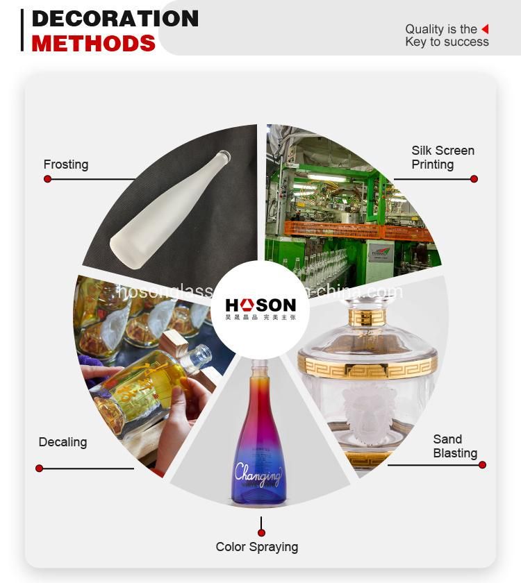Hoson Costom Hot Sales Super Flint Shaped 500ml Glass Bottles for Liquor Spirits