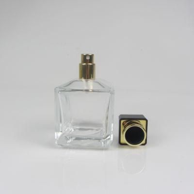 Square 100ml Transparent Empty Glass Perfume Spray Bottle