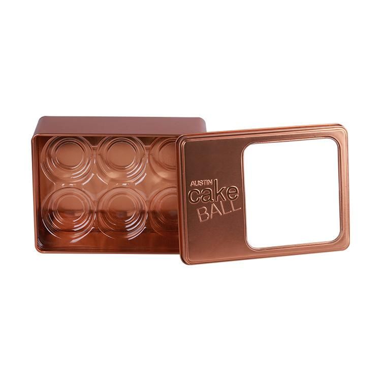 Rectangle Foodsafe Tin Box with Clear Window Lid Cake Tin Can with Inner Blister