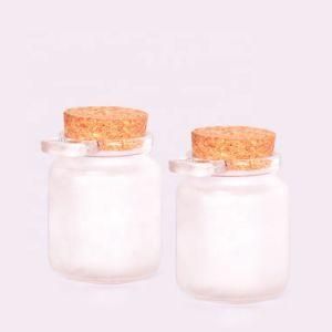 Empty 250ml 8oz Clear/Frosted Bath Salts Glass Jar Container with Wood Cork and Spoon