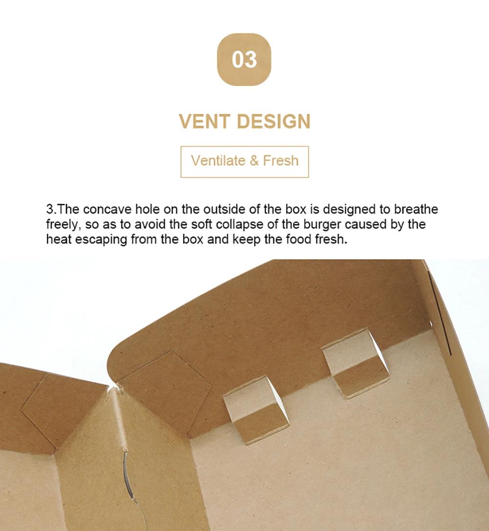 Eco-Friendly Food Grade Kraft Paper Fast Food Hamburger Box
