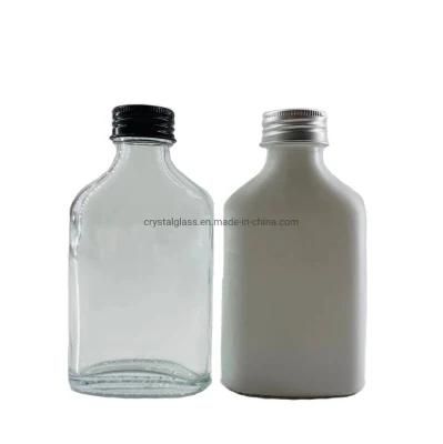3oz 100ml Mini Spirit Glass Bottle Flat with Screw Lid