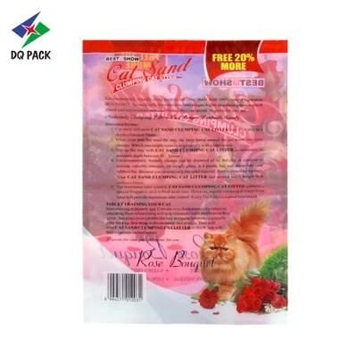 Dq Pack Custom Printed Mylar Bag Large Capacity 12 Liter Plastic Packaging Bag Three Sides Seal Bag for Cat Sand Packing