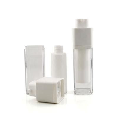Opaque PP Recyclable Material Empty 15 Ml Eye Cream Square Frosted Transparent Airless Bottle 50 Ml 3.3 Oz with Pump