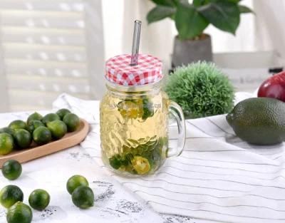 16oz Clear Glass Mason Drinking Mug with Logo Printed