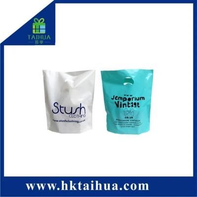 Cheap Garment Shopping Plastic Carry Bag Custom Printed Punch Handle Bags with Your Logo