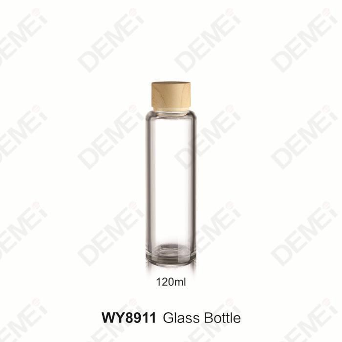 30/60/80/120ml 15/30/50g Cosmetic Skin Care Packaging Clear Straight Round Toner Lotion Glass Bottle and Cream Jar with Imitation Wood Grain Cap
