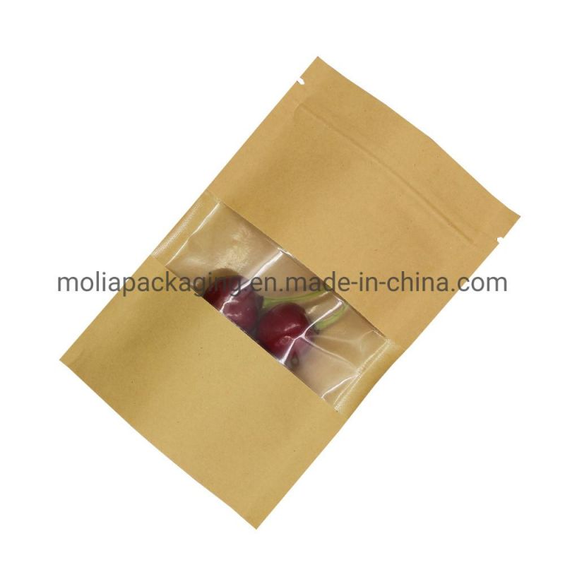 Kraft Paper with Window Stand up Smell Proof Mylar Bag