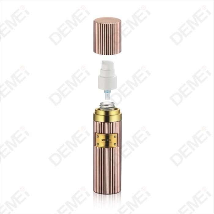 Demei 50/120ml Cosmetic Skin Care Packaging Gold Ribbed Cylinder Toner Lotion Glass Bottle Series