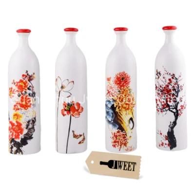 Factory Custom 750ml Empty White Ceramic Liquor Wine Gin Bottle