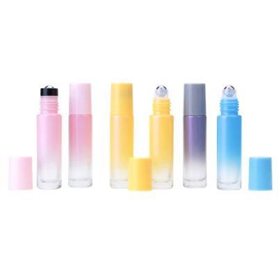 Empty Refillable 10ml Glass Roll on Bottle with Plastic Lid and Steel Ball for Essential Oil