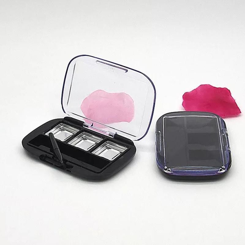 Transparent 3 Square Eyeshadow Lipstick Cosmetic Empty Powder Makeup Box Grid Packing Case