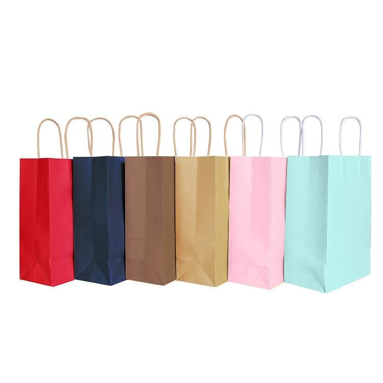 Custom Print Logo Ribbon Handles White Kraft Shopping Gift Paper Kraft Bagpaper Bags with Your Own Logo