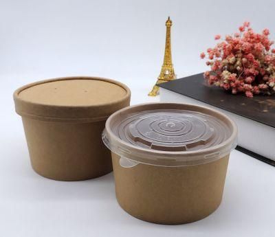 Kraft Taking Away Soup Cup Paper Hot Soup Container with Lid
