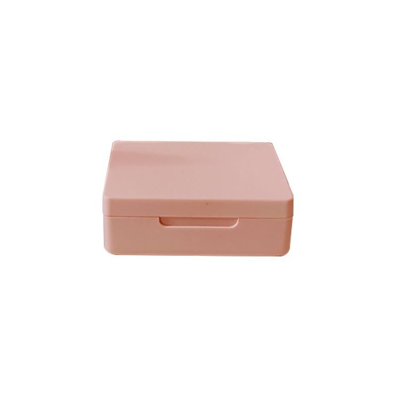 Empty Pink Square Plastic Loose Powder Jar with Mirror Customized Factory Wholesale Makeup Powder Container