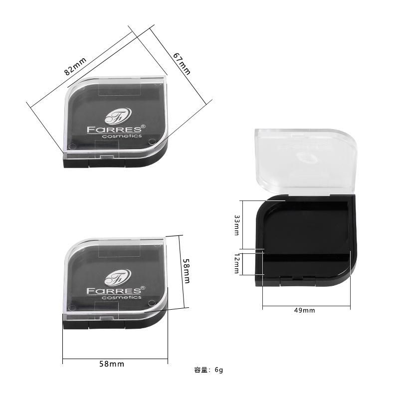 Manufacturer Price Elegant Unique Shape 2 Hole Black Eye Shadow Case Compact Powder Case Foundation Case