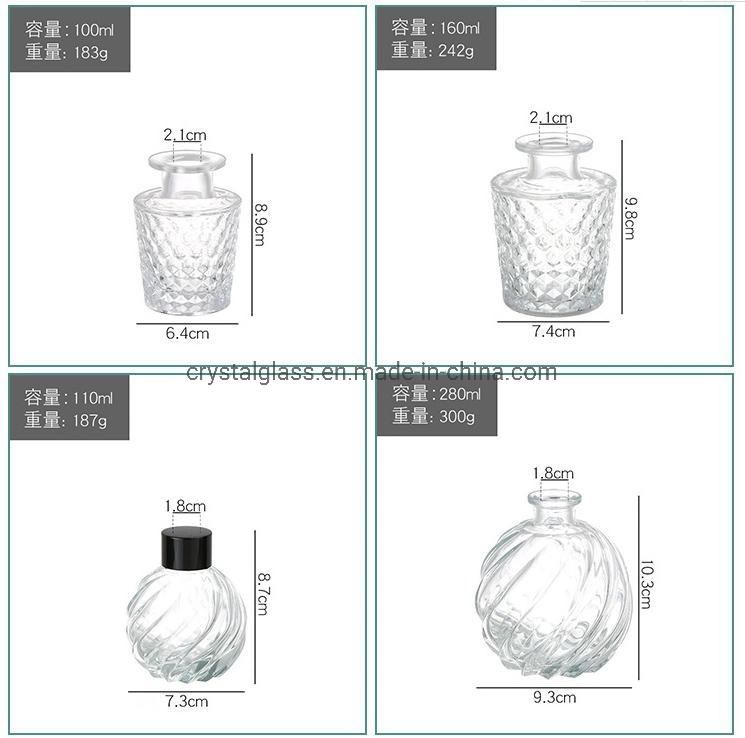 Square Color Diffuser Glass Cosmetic Perfume Bottle with Cork