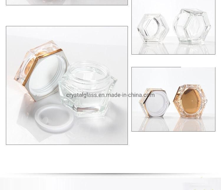 Hex Modern 30g 50g Cream Jar with Golden Caps for Mask