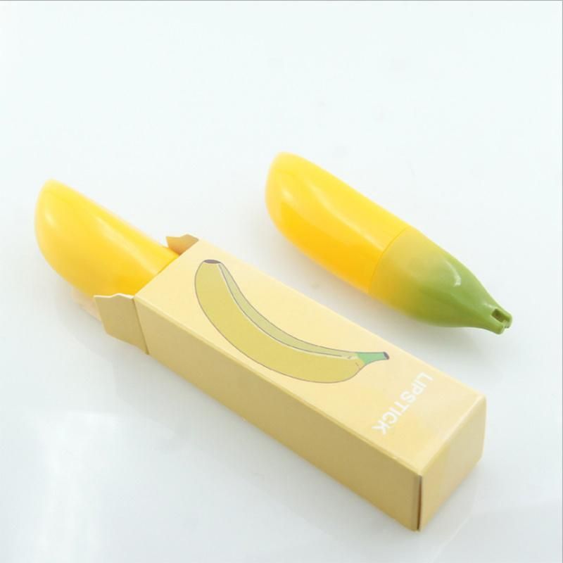 4.3G Low MOQ in Stock Ready to Ship New Design High Quality Pink Yellow Banana Shape Empty Lip Stick Tube with Paper Box