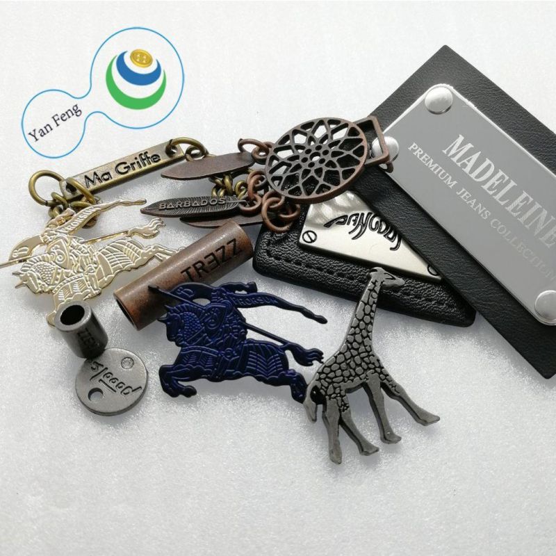Custom Engrave Emboss Purse Jeans Garment Clothing Handbags Plate Bags Brand Logo Metal Label
