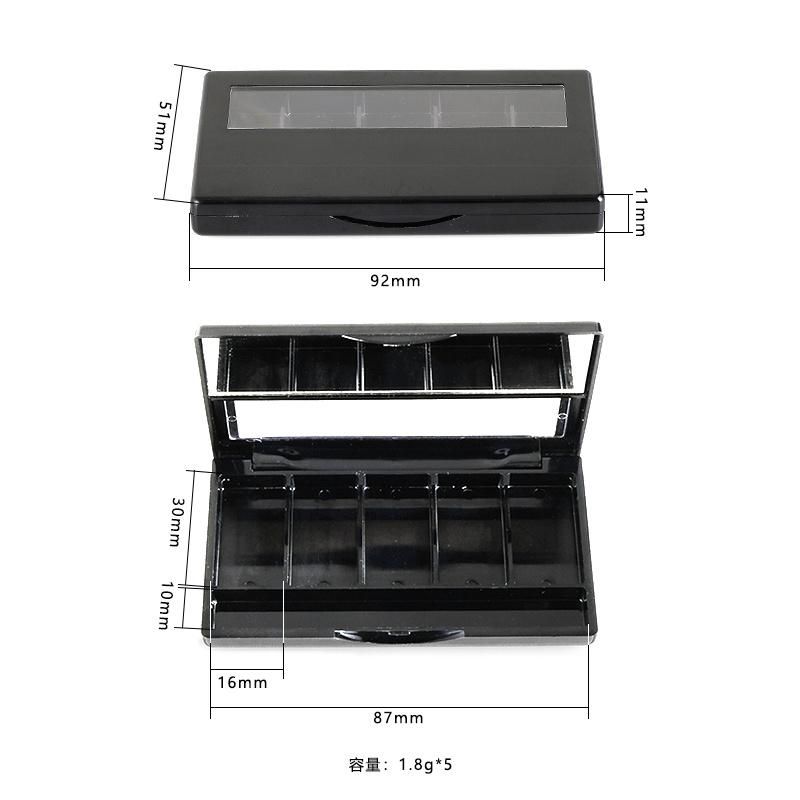 China Factory Customize 5 Hole Black Makeup Palette Paper Packaging Box Eye Shadow Case From