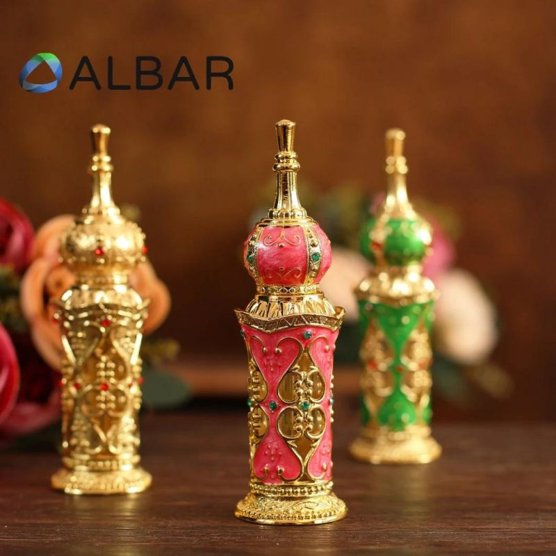 Colorful Attar Oud Perfume Bottles for Arabian Style Pink Glass Tubes with Diamonds