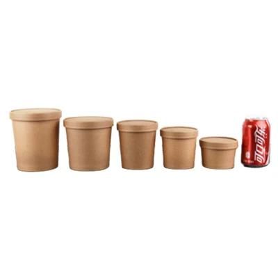 Factory Direct Sale Custom Print 26oz Kraft Paper Soup Cup with Pet Lid