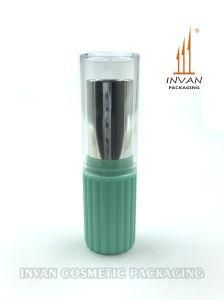 Clear Top Cap and Vertical Lines Bottom Round Lipstick Container for Make Case