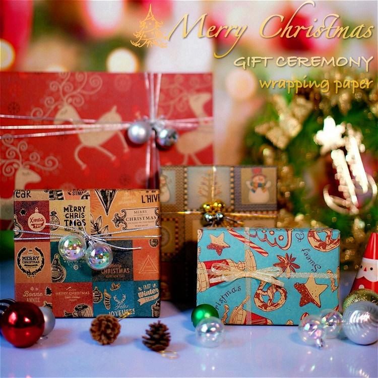 Elegant Christmas Gift Wrapping Paper with String Small Gold Bell