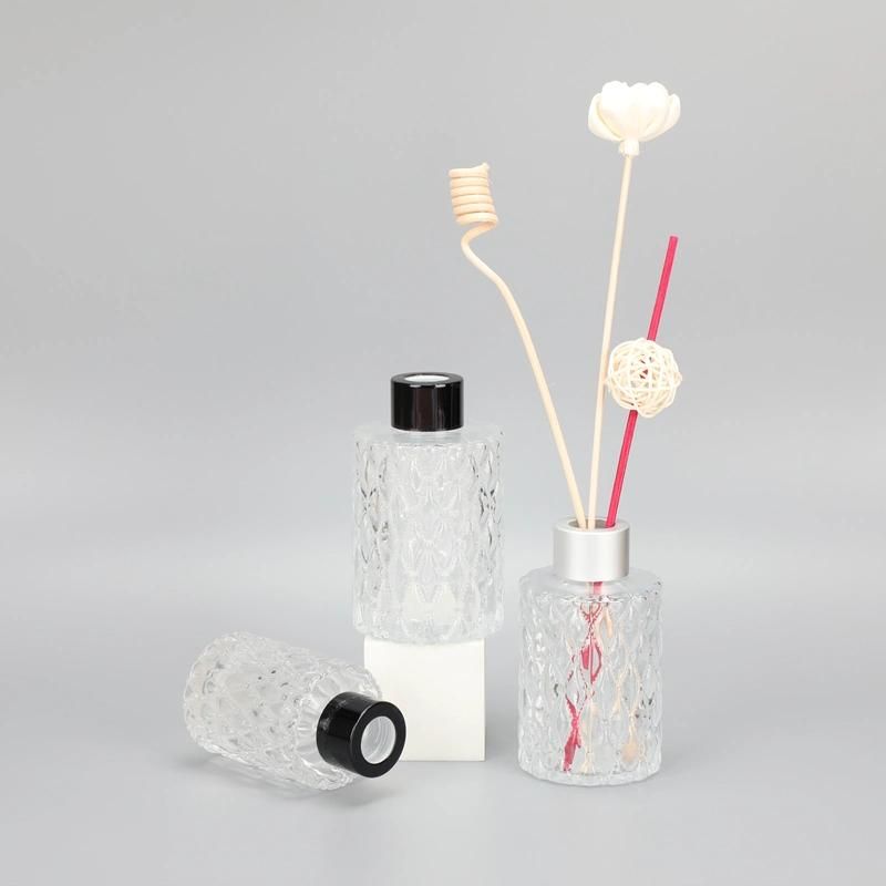Fragrance Bottle with Pattern Round Transparent Glass Diffuser Bottle