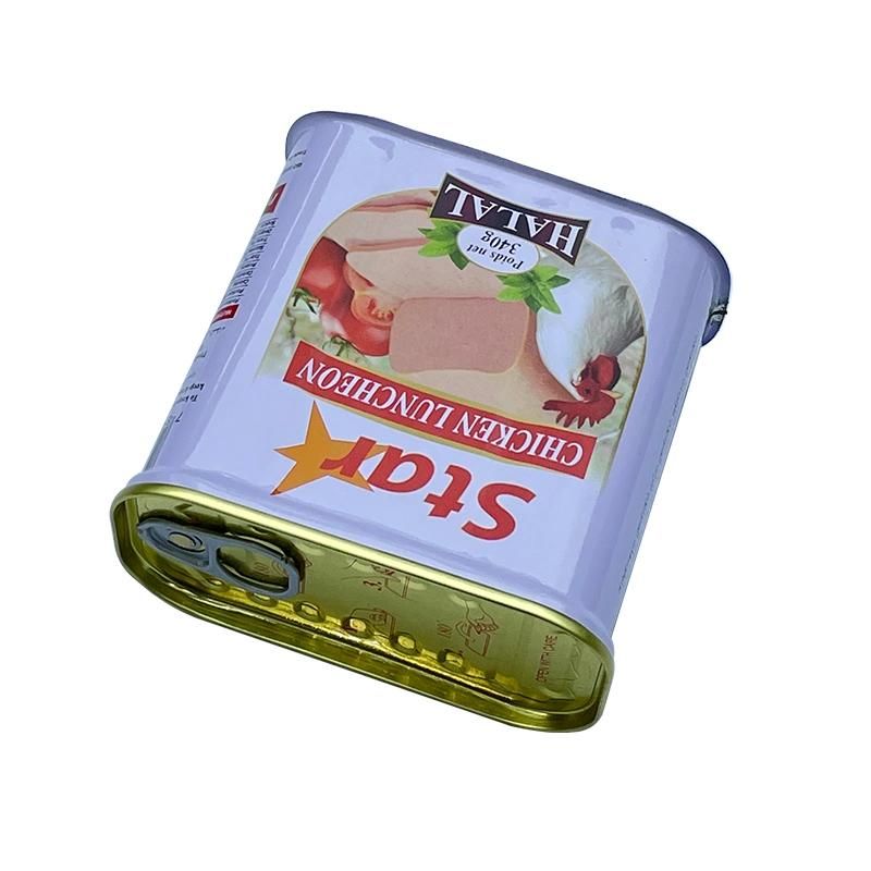 340# Wholesale Empty Rectangular Tin Box for Luncheon Meat Packaging