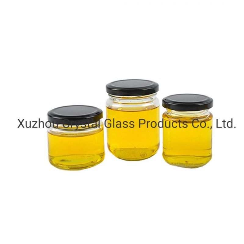 Wholesale Cheap Round Food Storage Empty Honey Bee Glass Jar for Canning with Metal Lid