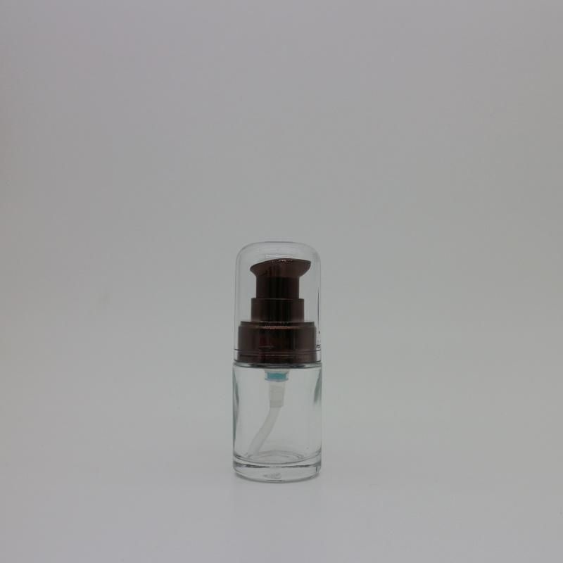 15ml Clear Glass Bottle with Pump and Over Cap for Foundation and Serum