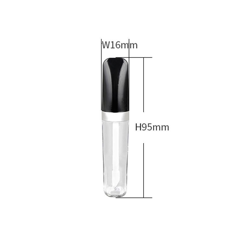 Fashion Stylish 4ml Black Transparent Fashion Cosmetic Packaging Custom Lipgloss Container Black Top Lip Gloss Tubes