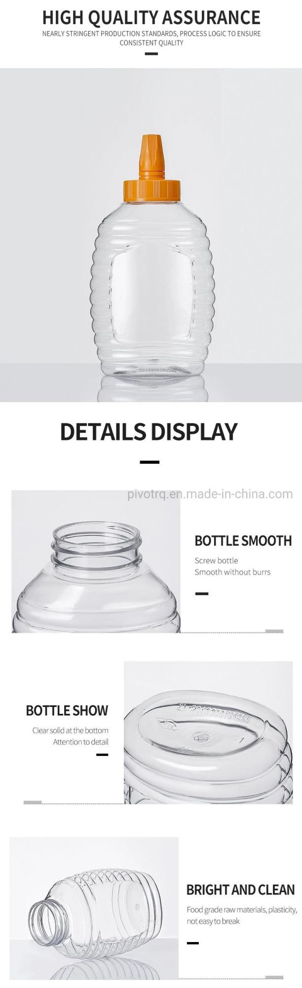 500g 357ml Pet Honey Bottle Plastic for Packing Honey Jams Syrups