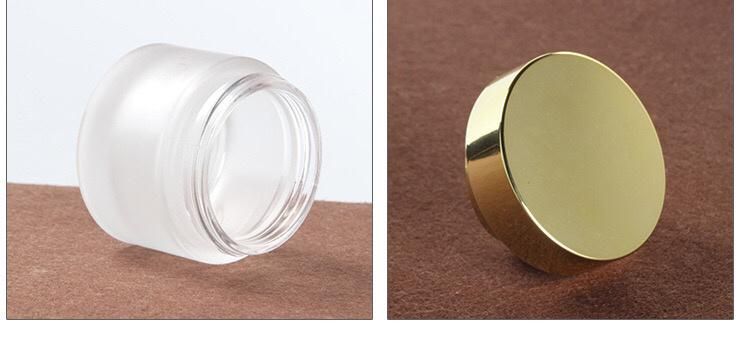 Simple Frosted Glass Cosmetic Bottles Set with Golden Cover