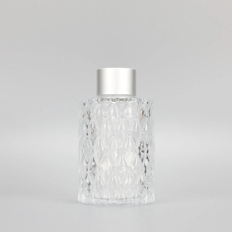 Fragrance Bottle with Pattern Round Transparent Glass Diffuser Bottle