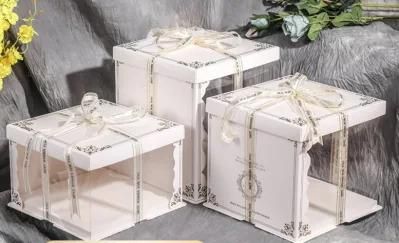 Wholesale Cake Packaging Box Cake Boxes in Bulk Transparent Pet PVC Food Flower Party Gift Round Squared Packaging Product with Printing