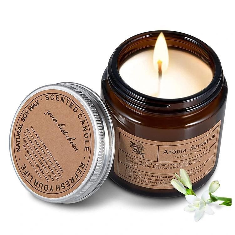 Custom Logo Empty Candle Container Holders Luxury Amber Candle Jars