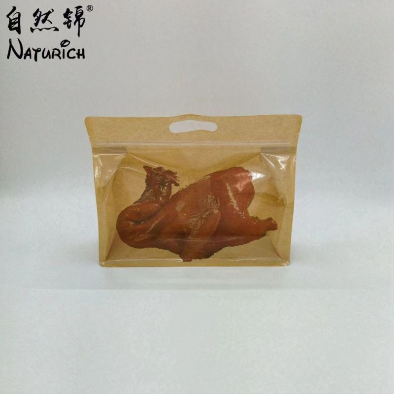 Custom Standing Roast Chicken Bag with Clear Front and Handle