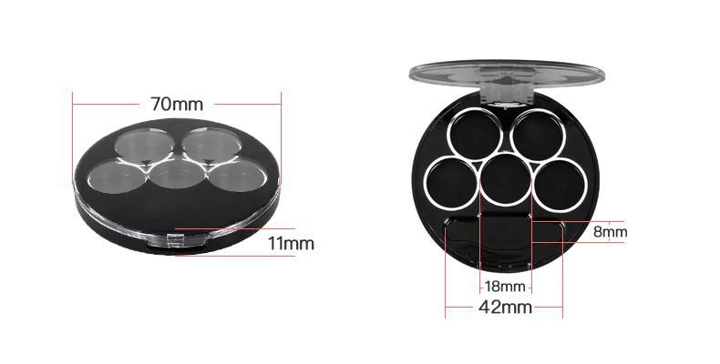Factory Price Round Shape 5 Hole Cosmetic Packaging Eye Shadow Container for Makeup Packaging