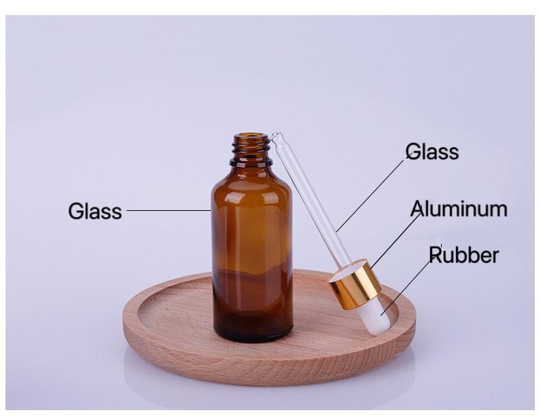 5ml 10ml 15ml 20ml 30ml 50ml 100ml Glass Essential Oil Bottle with Aluminum Dropper /Amber Cosmetic Packaging Bottles with Dropper