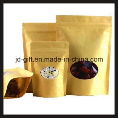Printable Kraft Paper Virgin Material Lamination Reusable Food Packing Bag (20*30+5cm)