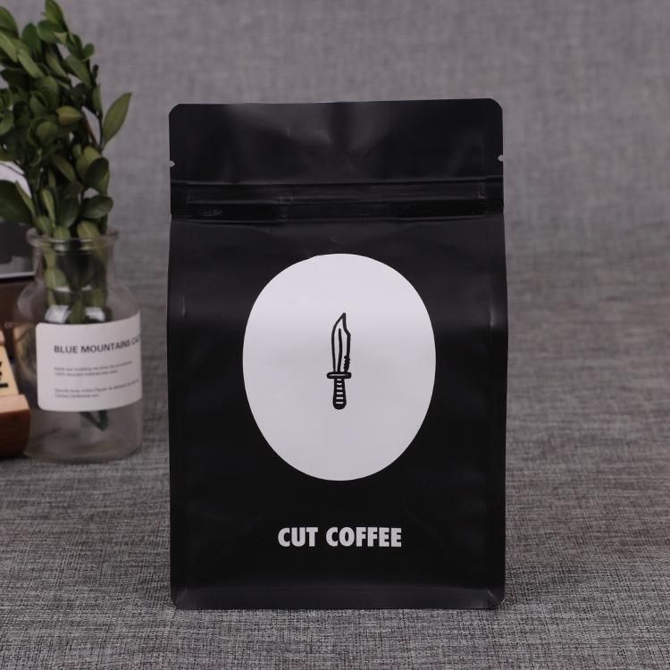 Flat Bottom Green Coffee Bag with Valve Square Bottom Bag