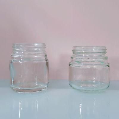 Wholesale 30g 60g Empty Transparent Cosmetic Body Scrub Face Cream Glass Jar with Child Tamper-Proof Lids