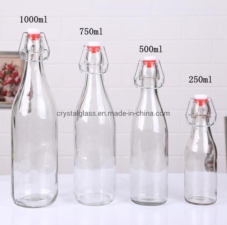 Wholesale Swing Top Glass Bottle Liquor Bottle Spirit Beverage Juice Water Bottle Round Shape 250ml