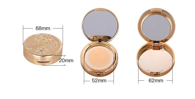 High-Grade Luxury Golden Unique Shape Cosmetic Container Round Empty Plastic Compact Powder Case
